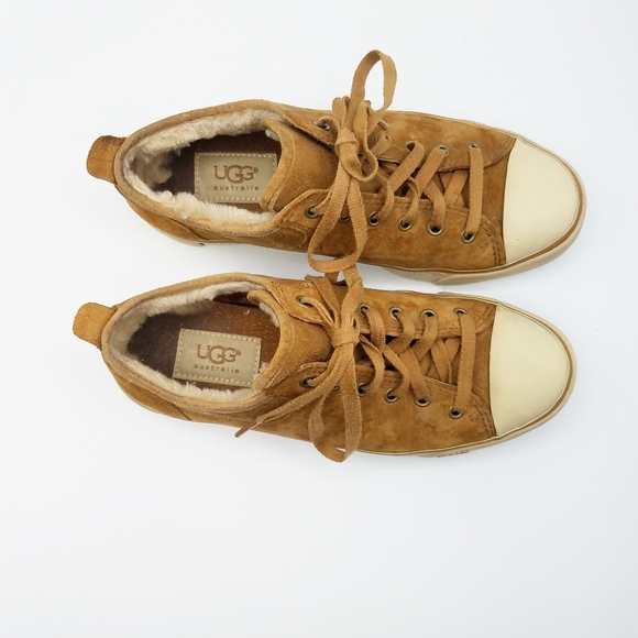 SoldUGG Evera Chestnut Suede Sheepskin Sneakers  6 - Picture 10 of 14